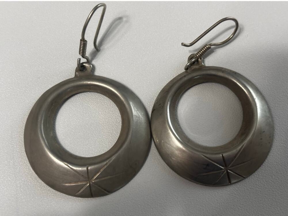 Mexican sterling silver hoop earrings, made in Taxco, authentic artisan jewelry